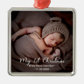 Mijn eerste kerstpasgeboren Baby Foto Metalen Ornament (Voorkant)