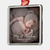 Mijn eerste kerstpasgeboren Baby Foto Metalen Ornament (Links)