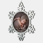 Mijn eerste kerstpasgeboren Baby Foto Tin Sneeuwvlok Ornament (Rechts)