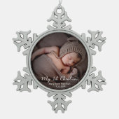 Mijn eerste kerstpasgeboren Baby Foto Tin Sneeuwvlok Ornament (Voorkant)