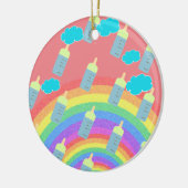 Mijn eerste kerstregenboogflesdecoratie Baby Keramisch Ornament (Links)