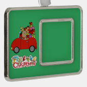 Mijn eerste kerstrijrenrenrendiertje verzilverd omlijst ornament (Rechts)