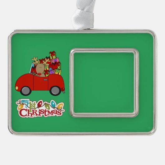 Mijn eerste kerstrijrenrenrendiertje verzilverd omlijst ornament (Voorkant)