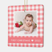 Mijn eerste kerstroze Buffalo Baby foto Keramisch Ornament (Links)