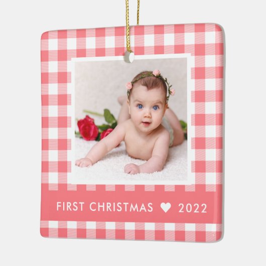 Mijn eerste kerstroze Buffalo Baby foto Keramisch Ornament (Links)