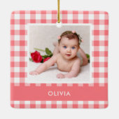 Mijn eerste kerstroze Buffalo Baby foto Keramisch Ornament (Achterkant)