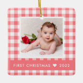 Mijn eerste kerstroze Buffalo Baby foto Keramisch Ornament (Voorkant)