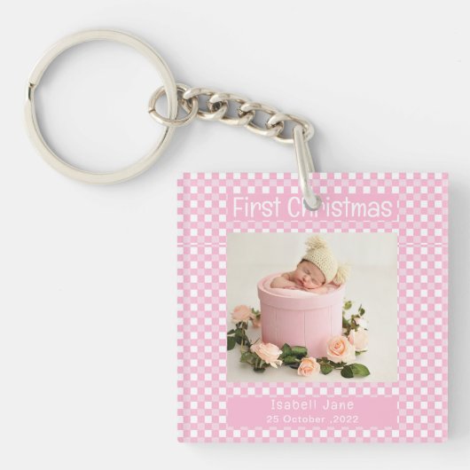 Mijn eerste kerstroze Buffalo Baby foto Sleutelhanger (voorkant)