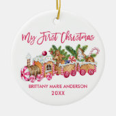 Mijn eerste kerstroze tandbrood Baby Keramisch Ornament (Voorkant)