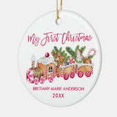 Mijn eerste kerstroze tandbrood Baby Keramisch Ornament (Links)