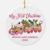Mijn eerste kerstroze tandbrood Baby Keramisch Ornament (Achterkant)