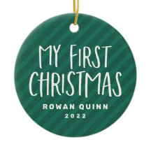 Mijn eerste kerstschattige groene gestreepte baby