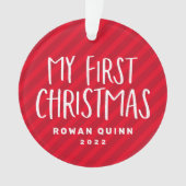Mijn eerste kerstschattige rode streep baby foto ornament (voorkant)