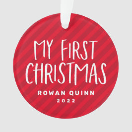 Mijn eerste kerstschattige rode streep baby foto ornament