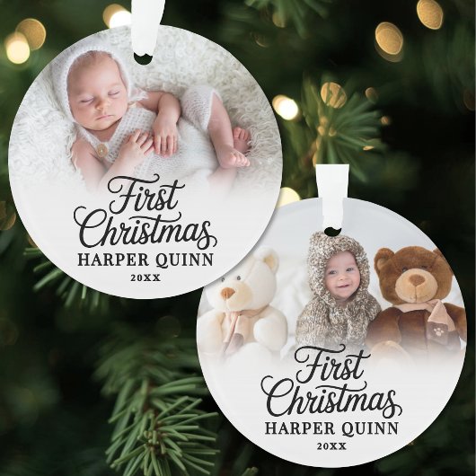 Mijn eerste kerstscript nieuwe babyfoto ornament