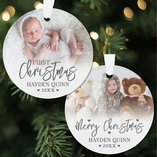 Mijn eerste kerstscript nieuwe babyfoto ornament