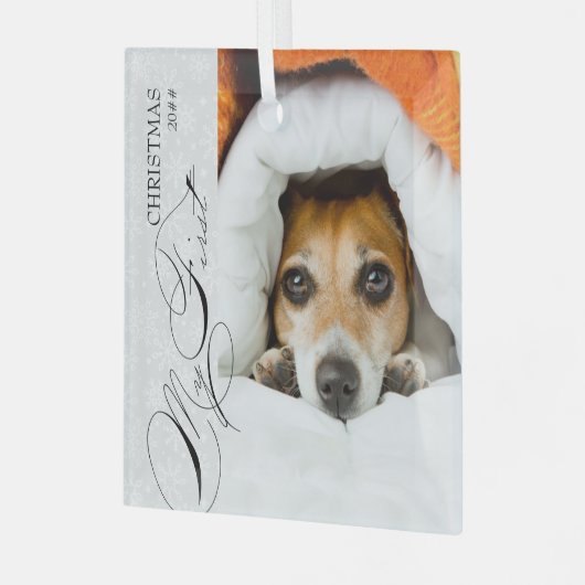 Mijn eerste kerstscript Verticale foto Snowflake Glas Ornament (Voorkant links)