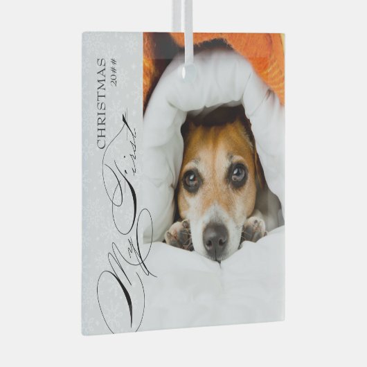 Mijn eerste kerstscript Verticale foto Snowflake Glas Ornament (Voorkant Rechts)