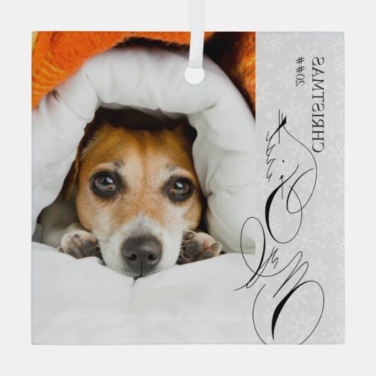 Mijn eerste kerstscript Verticale foto Snowflake Glas Ornament (Achterkant)