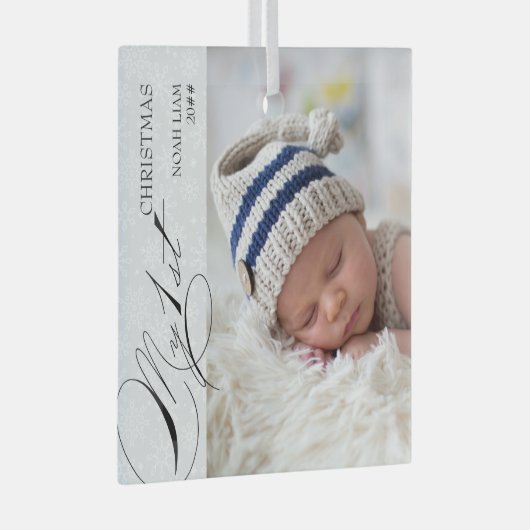 Mijn eerste kerstscript Verticale foto Snowflake Glas Ornament (Voorkant Rechts)