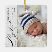 Mijn eerste kerstscript Verticale foto Snowflake Keramisch Ornament (Voorkant)