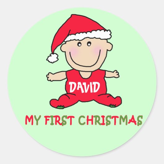 Mijn eerste kerstshirt aan te passen ronde sticker (Voorkant)