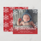 Mijn eerste kerstsnowflake script Red Photo Feestdagenkaart (Voorkant / Achterkant)