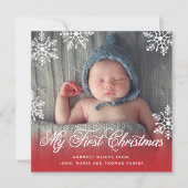 Mijn eerste kerstsnowflake script Red Photo Feestdagenkaart (Voorkant)