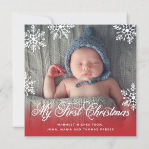 Mijn eerste kerstsnowflake script Red Photo Feestdagenkaart