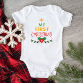 Mijn Eerste Kerstster en Guirlande Wit Romper