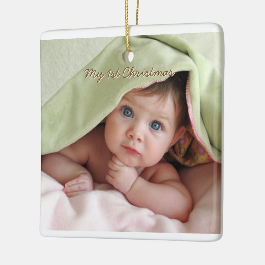 Mijn eerste kerststrepes T-shirt Foto Ornament (Links)