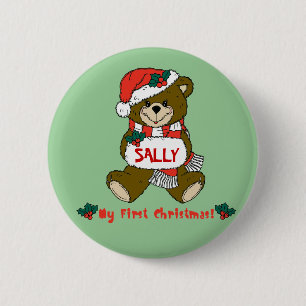  Mijn eerste kerstteddybeer T-shirt Ronde Button 5,7 Cm