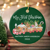 Mijn eerste kersttrein met Baby-ontbijt Groen Keramisch Ornament