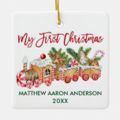 Mijn eerste kersttrein met Baby-ontbijt Keramisch Ornament (Voorkant)