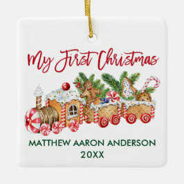 Mijn eerste kersttrein met Baby-ontbijt Keramisch Ornament