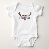 Mijn eerste kersttypografie Simple Deer Antlers Romper (Voorkant)