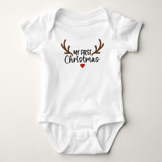 Mijn eerste kersttypografie Simple Deer Antlers Romper (Voorkant)