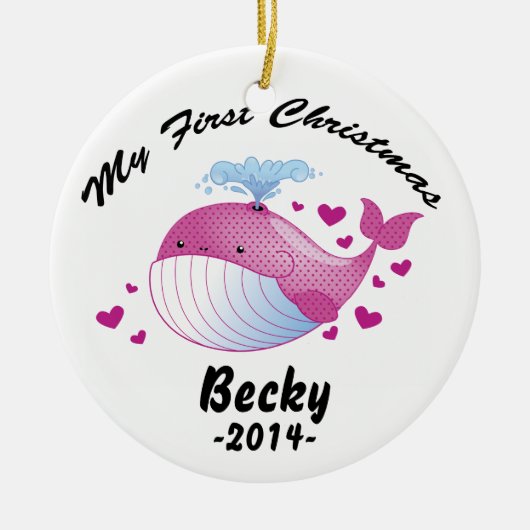 Mijn eerste kerstversiering - Baby girl - walvis Keramisch Ornament (Voorkant)