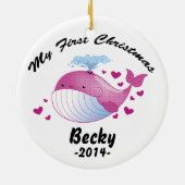 Mijn eerste kerstversiering - Baby girl - walvis Keramisch Ornament (Achterkant)