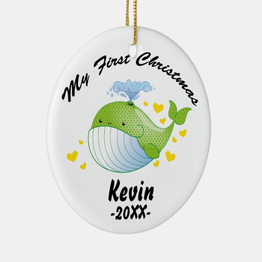 Mijn eerste kerstversiering - Baby walvis sjabloon Keramisch Ornament (Rechts)