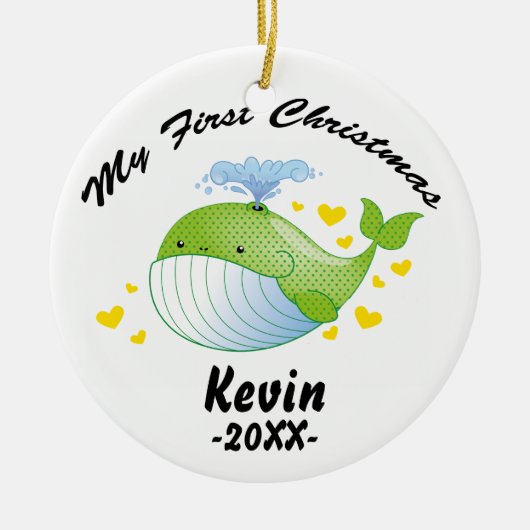 Mijn eerste kerstversiering - Baby walvis sjabloon Keramisch Ornament (Voorkant)