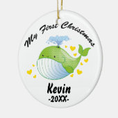 Mijn eerste kerstversiering - Baby walvis sjabloon Keramisch Ornament (Links)