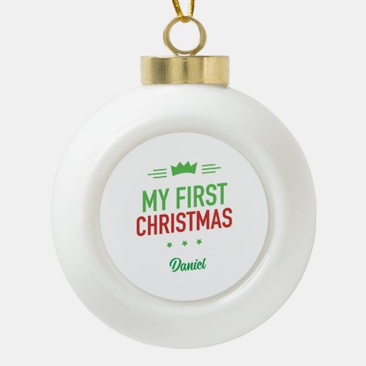 Mijn eerste kerstversiering keramische bal ornament (Voorkant)