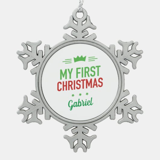 Mijn eerste kerstversiering tin sneeuwvlok ornament (Voorkant)