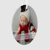 Mijn eerste kerstwitte strippe Baby foto op maat Ornament (voorkant)
