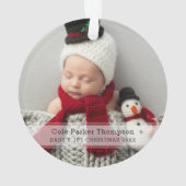 Mijn eerste kerstwitte strippe Baby foto op maat Ornament (achterkant)