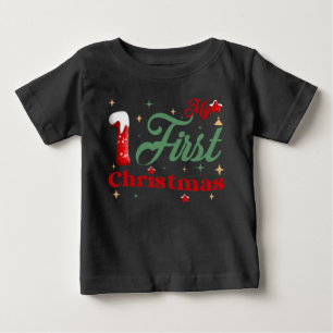 Mijn eerste kerstzwarte Baby Fine Jersey T-Shirt