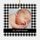 Mijn eerste kerstzwarte Buffalo met Baby foto Keramisch Ornament (Achterkant)