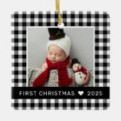 Mijn eerste kerstzwarte Buffalo met Baby foto Keramisch Ornament (Voorkant)