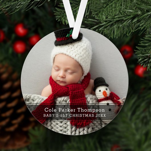 Mijn eerste kerstzwarte Stripe Baby foto op maat Ornament